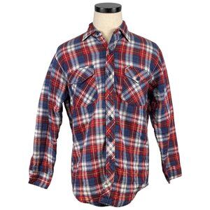 Dickies Mens Vintage 80. Quilted Lined Flannel Shirt Red/Blue Plaid Medium